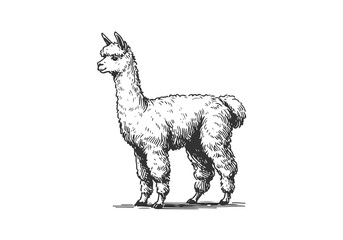 Alpaca hand drawn sketch illustration vector