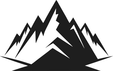Stylized mountain peaks in silhouette form. Clean black and white vector, perfect for icons or logos.