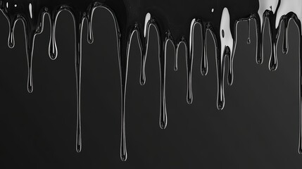 Grey Slime Drips Down Black Background in Artistic Design. Visually Striking Abstract Illustration for Modern Art and Wallpaper Decoration.