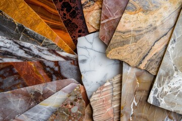 interior design material sample moodboard with luxury surfaces like marble and wood