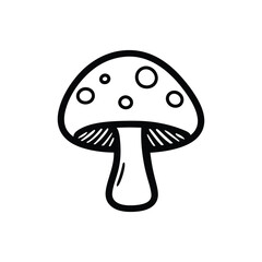 Mushroom Outline with Spots on Cap Isolated on Transparent
