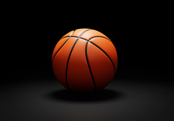 Obraz premium Orange basketball ball on black background