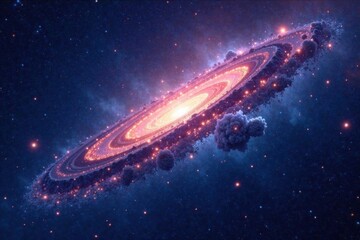 Surreal scene of a vast galaxy with stars shining bright in the darkness and cosmic dust floating gently, cosmos, nebula, stars