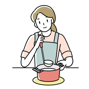 recommend clip art: 料理をするエプロンを着けた女性