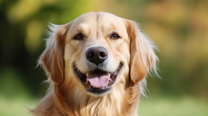 Obraz premium Smiling Golden Retriever: A Joyful Canine Companion