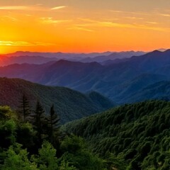 Fototapeta premium sunset in the mountains