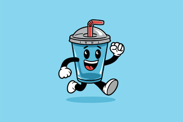 Fototapeta premium Cute Takeaway Beverage Cup Mascot Jogging Happily
