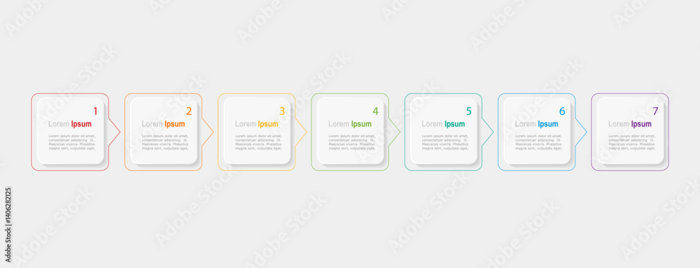 Canvas Prints business concept with 7 steps infographics, rectangle shape and multicolor label ,design for workflo