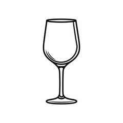 Wine Glass Icon Isolated Outline Style on Transparent Background