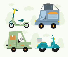 Cute Delivery Transportation Vehicle Illustration