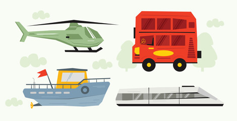 Cute Public Transportation Vehicle Illustration