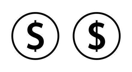 Dollar, money icon on circle line. USD currency sign symbol