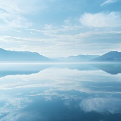 Obraz premium Calm lake mirroring tranquil sky and mountains