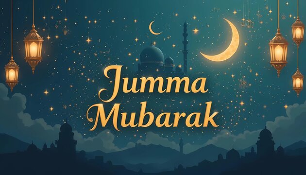 This image features a stunning Juma Mubarak greeting, perfect for use in social media posts, advertisements, or digital cards.