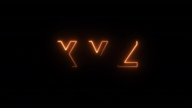 Animated Neon Text (A to Z) on black background Neon Letter XYZ Animation on Black Background .Neon glowing sign letter XYZ with alpha channel, neon alphabet and letters, neon light for banner A to Z