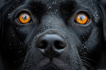 Fototapeta premium A black dog with yellow eyes
