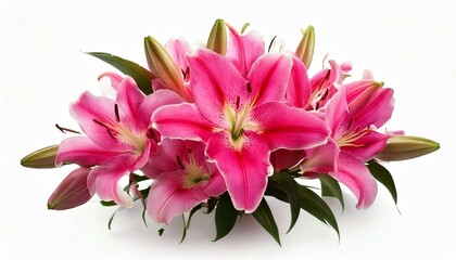 Obraz premium Pink lily flower bouquet isolated on white background for card and decoration