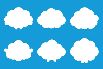Collection of white beautiful cloud illustrations vector set of cartoon clouds with Flat Cloud Icon and White Weather Symbols
