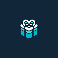 Combination of gift and heart logo Minimalist and simple valentine's day logo design template