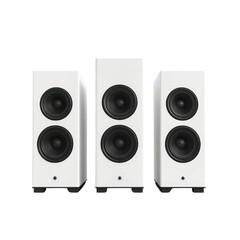 Fototapeta premium Modern audio speakers home office cutout background minimalist design front view sound quality