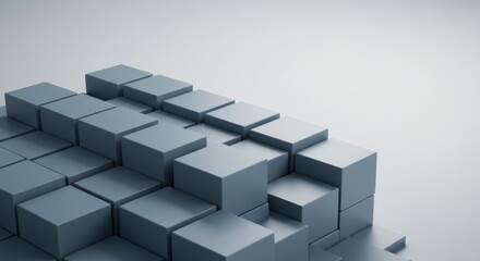 Abstract 3D Render of Stacked Cubes Geometric Minimalist Design Background