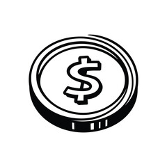Obraz premium Outline Dollar Coin on Transparent Background, of Money Symbol, Economy