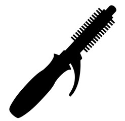 round hairbrush or hot styling brush, featuring a long handle with a curved top for easy grip, professional hair styling, smoothness, and beauty