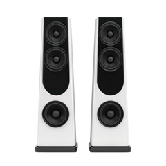 Fototapeta premium Dynamic audio experience stylish speaker design modern home setting cutout background contemporary aesthetic