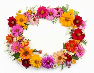 Fototapeta premium Summer flower creative layout. Daisy, cosmos, blanket, aster, zinnia, tickseed, rose and car.