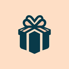 Combination of gift and heart logo Minimalist and simple valentine's day logo design template