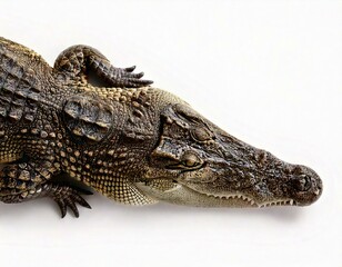 Naklejka premium Top view of the wildlife crocodile isolated on white background