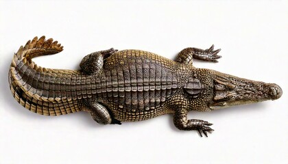 Naklejka premium Top view of the wildlife crocodile isolated on white background
