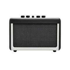 Vintage speaker design studio setting cutout background minimalist style front view retro aesthetic