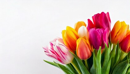 Fototapeta premium Tulips. Beautiful bouquet .Colorful flowers on white background.