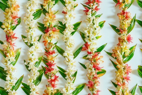 Hawaii Floral Flower Leis Lei Graduation Celebration Aloha Colorful Beautiful Tiled Tile Repeating Repeat Tesselating Pattern Overlapping Overlap Background Wallpaper Image