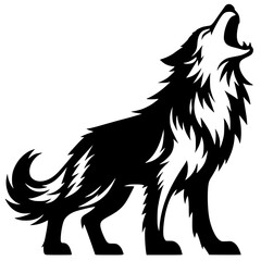 Silhouette of a wolf roaring