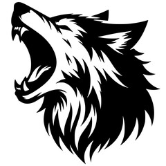 Silhouette of a wolf roaring