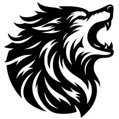 Silhouette of a wolf roaring