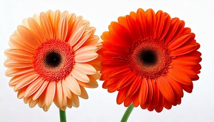 Two gerbera daisy flowers on white background