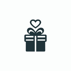 Combination of gift and heart logo Minimalist and simple valentine's day logo design template
