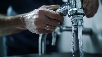 Plumber fixing a water leak in a bathroom pipe. Featuring plumbing repair and leak management
