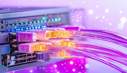 Fototapeta premium Fiber Optic Network Closeup