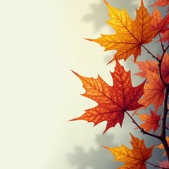 Fototapeta premium Botanical illustration of autumn leaves changing colors, illustration, foliage