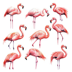 Obraz premium Pink Flamingos Flock Illustration.