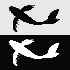 Koi fish silhouette logo design with white and black background