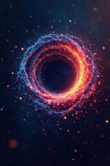 Obraz premium Swirling vortex of digital particles against dark mesh backdrop, particles, digital