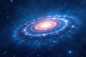 Fototapeta premium Deep blue cosmic space with twinkling white stars in a spiral galaxy background, astronomical, cosmos