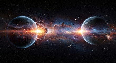 Obraz premium Celestial Collision In Nebula