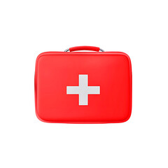 Obraz premium red first aid medical kit bag isolated on white background 