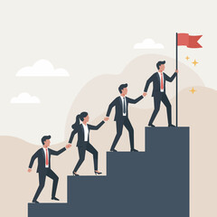 Fototapeta premium Teamwork and Leadership on the Path to Success Adobe Illustrator Artwork